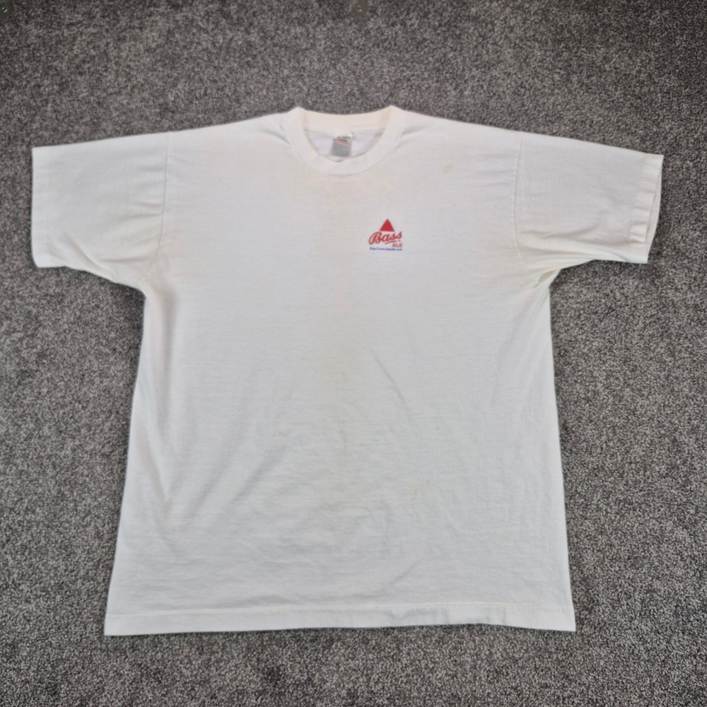Vintage 90s Fruit of the Loom T-Shirt Mens XL White Bass Ale Single Stitch